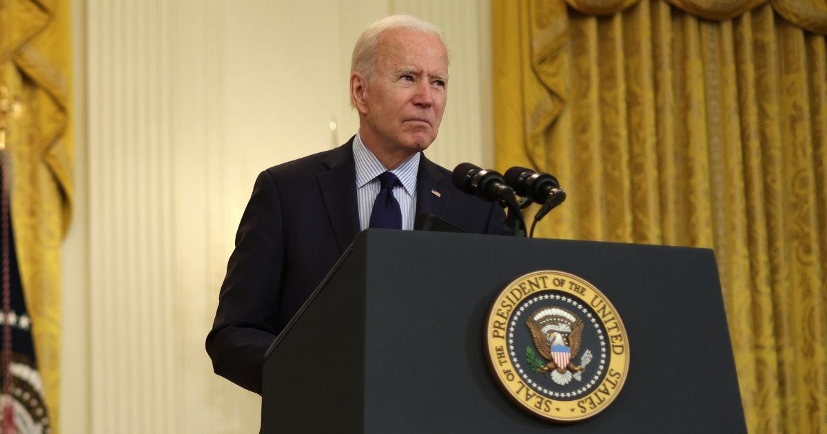 President Joe Biden listens to a question from a reporter after he spoke on job numbers from April, 2021 at the East Room of the White House on Friday in Washington, D.C.