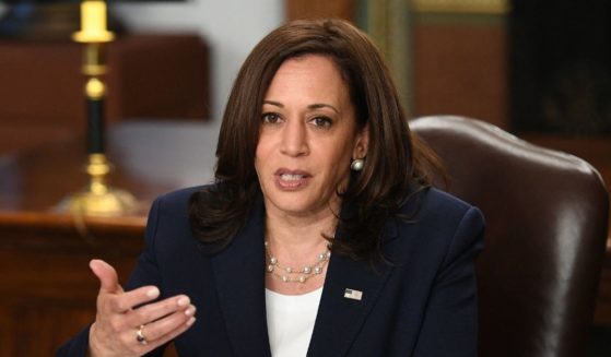 Vice President Kamala Harris takes part in a meeting with Guatemalan justice sector leaders in her Ceremonial Office in the Eisenhower Executive Office Building in Washington, D.C., on Wednesday.