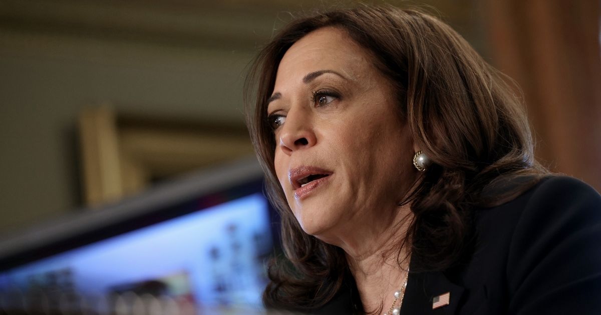 Vice President Kamala Harris speaks during a meeting with members of the Congressional Hispanic Caucus on Monday in Washington, D.C.
