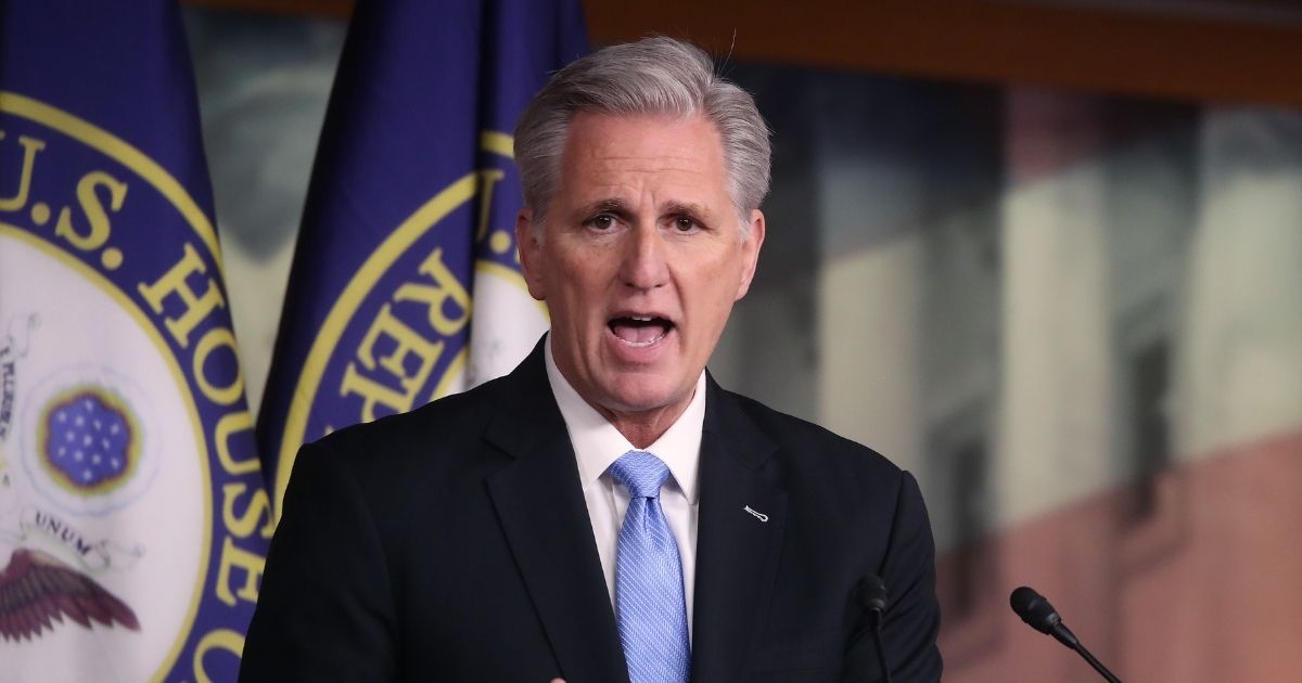 Republican House Minority Leader Kevin McCarthy of California speaks during his weekly news conference at the U.S. Capitol on Feb. 27, 2020, in Washington, D.C.