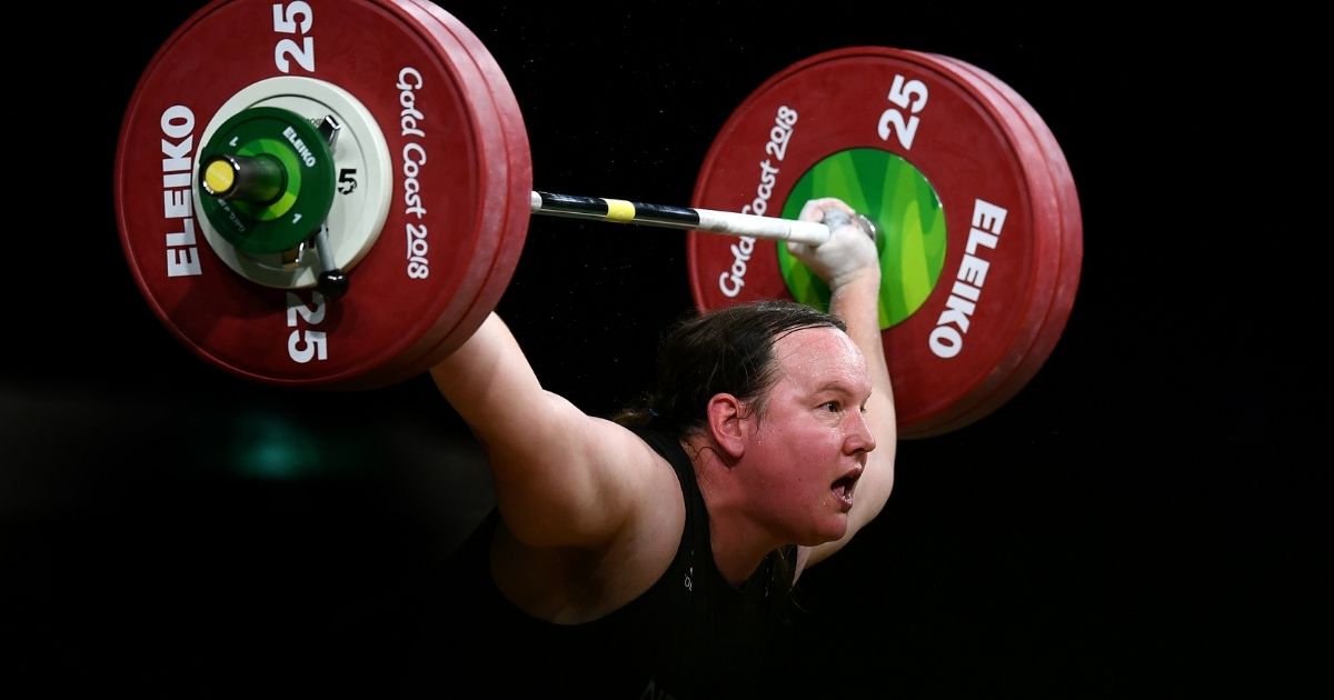 Laurel Hubbard of New Zealand competes in the Women's +90kg Final during the weightlifting competition on day five of the Gold Coast 2018 Commonwealth Games at Carrara Sports and Leisure Centre on April 9, 2018, on the Gold Coast, Australia.