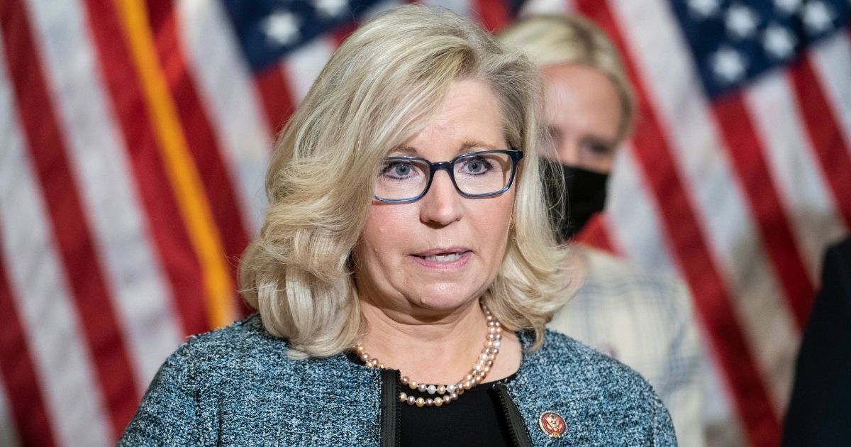 Republican Rep. Liz Cheney of Wyoming speaks during a news conference following a House Republican caucus meeting on Capitol Hill on April 20, 2021, in Washington, D.C.