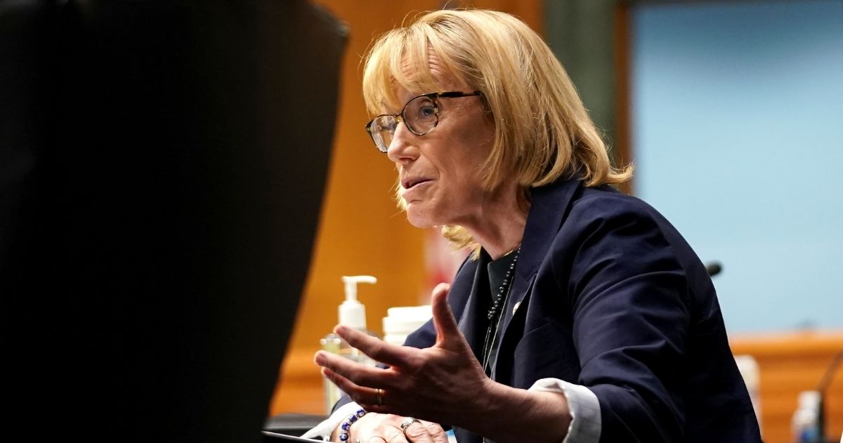 Democratic Sen. Maggie Hassan of New Hampshire asks questions during a Senate Health, Education, Labor and Pensions Committee hearing to discuss the ongoing federal response to COVID-19 on Tuesday in Washington, D.C.