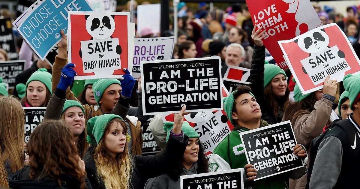 Pro-life activists demonstrate in front of the the U.S. Supreme Court during the 47th annual March for Life on Jan. 24, 2020, in Washington, D.C.