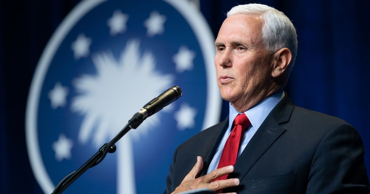 Former Vice President Mike Pence speaks to a crowd during an event sponsored by the Palmetto Family organization on April 29 in Columbia, South Carolina.