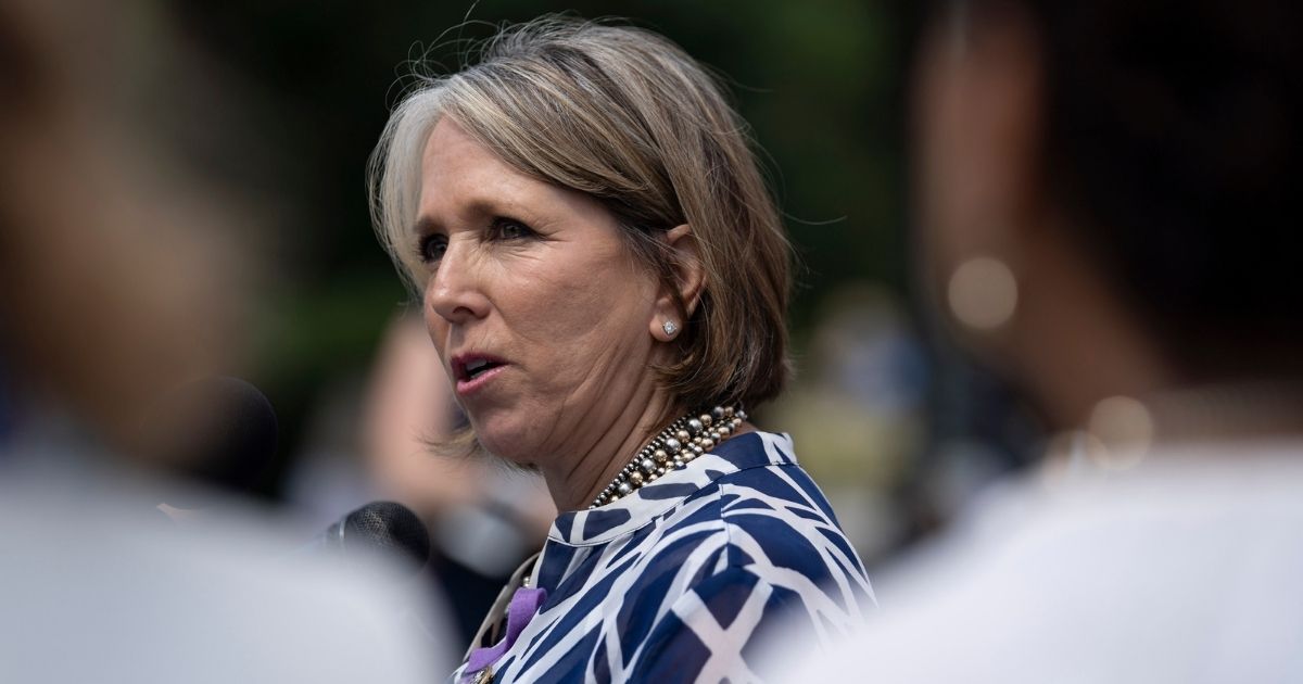 Democratic New Mexico Gov. Michelle Lujan Grisham speaks during a news conference outside the U.S. Capitol on June 13, 2018, in Washington, D.C.