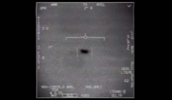 An unidentified flying object is seen in the "FLIR" video released by the Pentagon in April 2020.