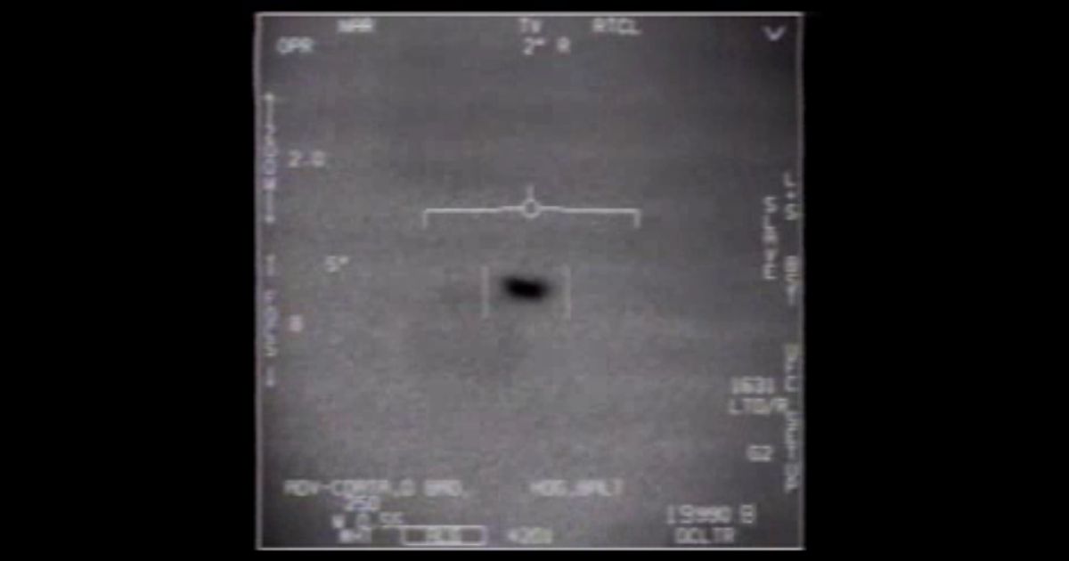 An unidentified flying object is seen in the "FLIR" video released by the Pentagon in April 2020.