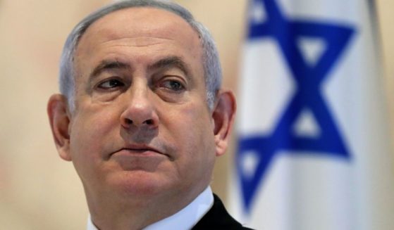 Israeli Prime Minister Benjamin Netanyahu attends a cabinet meeting in Jerusalem on May 24, 2020.