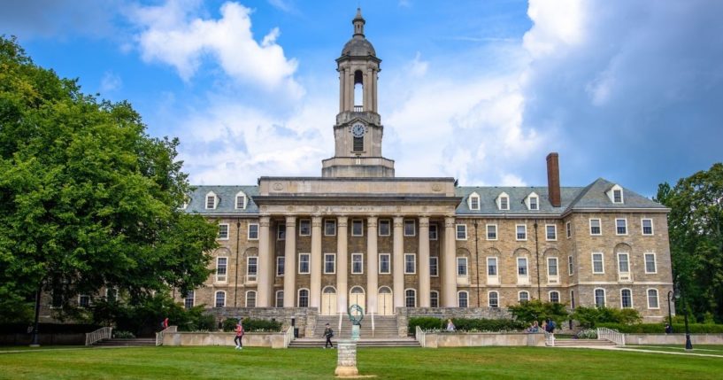 The Old Main building on the campus of Penn State University in State College, Pennsylvania, is pictured above.
