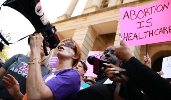 Actress Frances Fisher, of the HBO TV series 'Watchmen,' speaks during a protest against abortion ban bills at the Georgia State Capitol building, on May 21, 2019, in Atlanta.