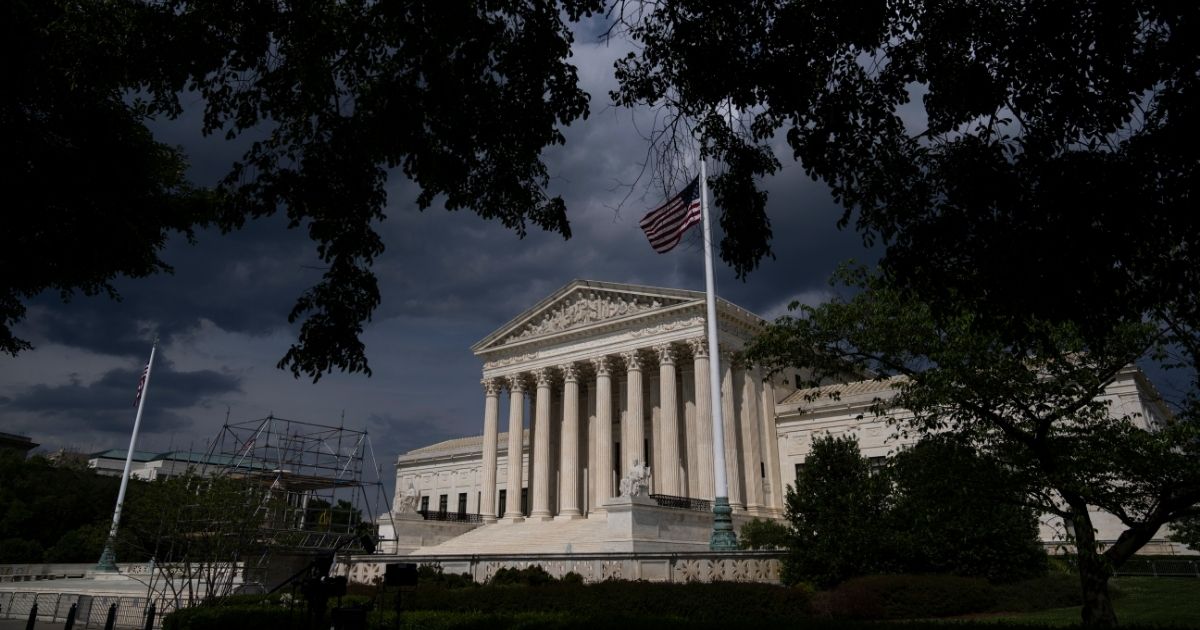 Clouds are seen above The U.S. Supreme Court building on Tuesday in Washington, D.C.