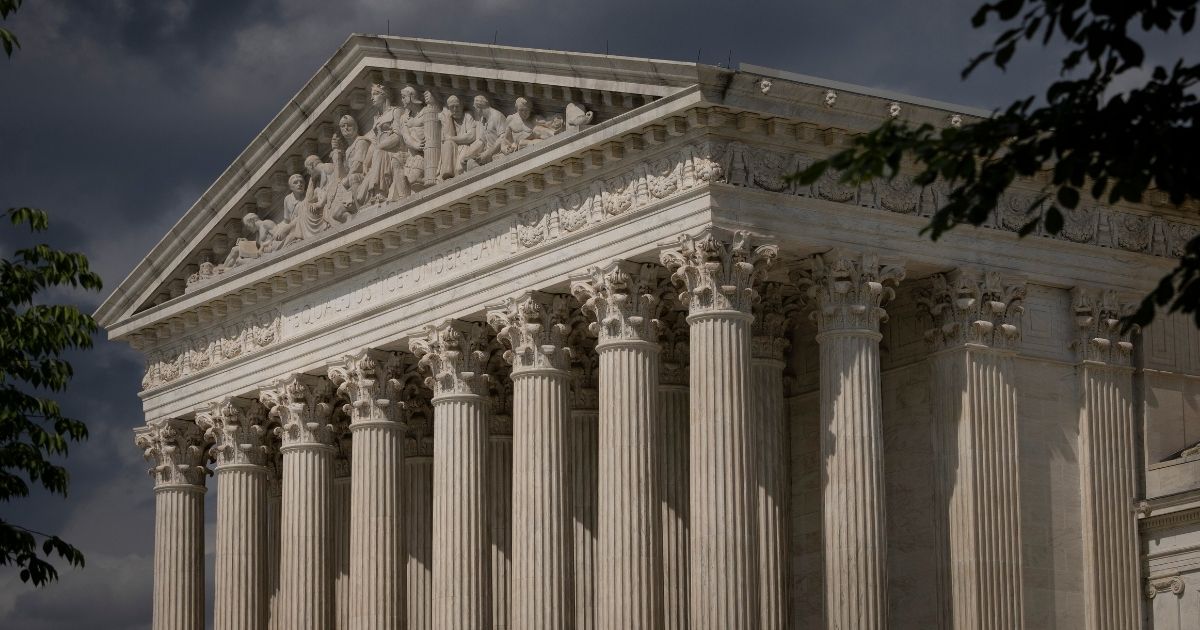 Clouds are seen above the U.S. Supreme Court building on Monday in Washington, D.C.