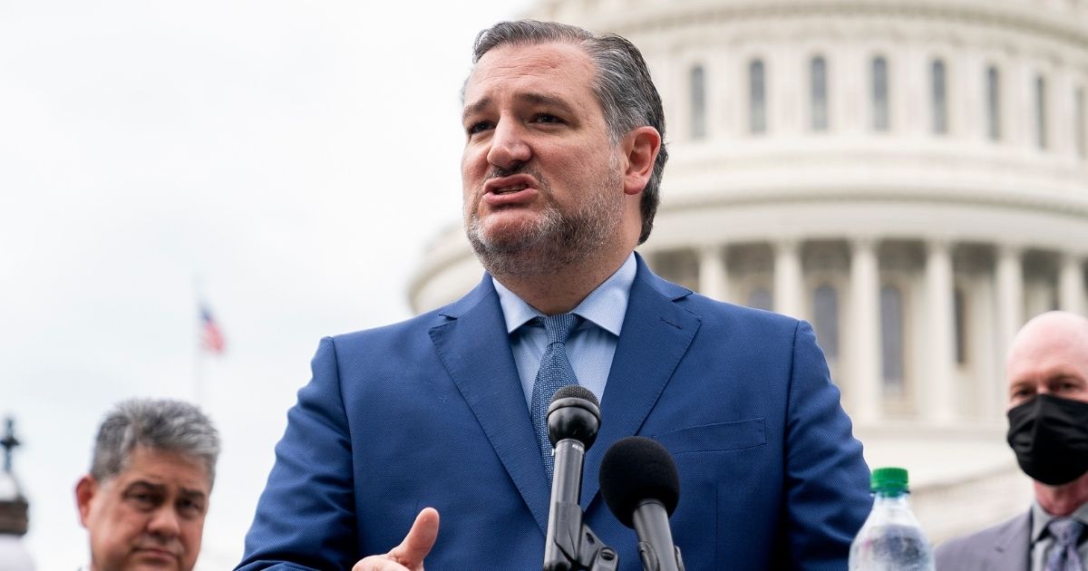 Republican Sen. Ted Cruz of Texas speaks during a news conference outside the U.S. Capitol on April 29, 2021, in Washington, D.C.