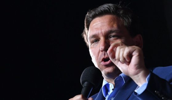 Florida Governor Ron DeSantis speaks during a campaign rally in Pensacola, Florida, on Oct. 23, 2020.