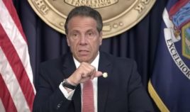New York Governor Andrew Cuomo speaks at a news conference as presented on 'Fox & Friends First' on May 5.