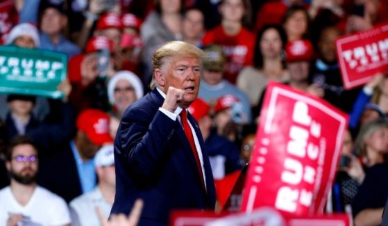 Then-President Donald Trump speaks during a Keep America Great Rally at Kellogg Arena Dec. 18, 2019, in Battle Creek, Michigan.
