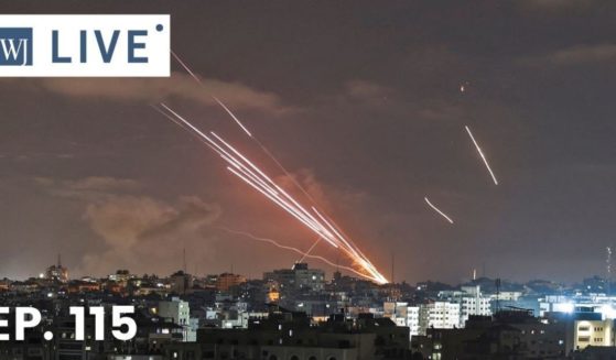Rockets are launched toward Israel from Gaza City, controlled by the Palestinian Hamas movement, on Wednesday, amid the most intense Israeli-Palestinian hostilities in seven years.