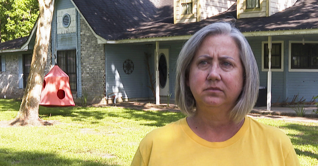 Laurie Fields, who lives in Forest Manor subdivision, speaks during an interview outside her Huffman, Texas, home on May 10, 2021.