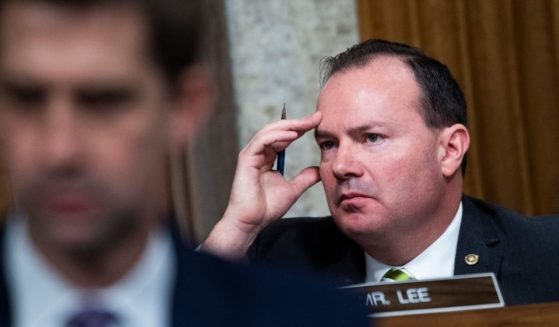 Sen. Mike Lee listens during a Senate Judiciary Committee hearing on Capitol Hill in Washington, D.C., on April 28, 2021.
