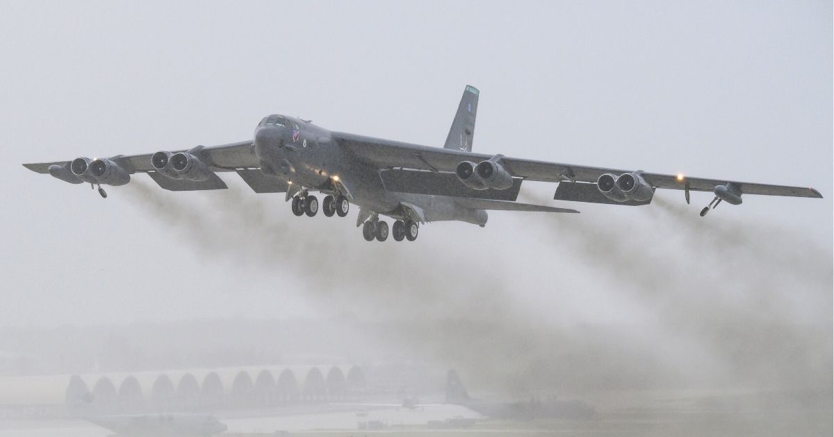 B-52 Stratofortress taking off.