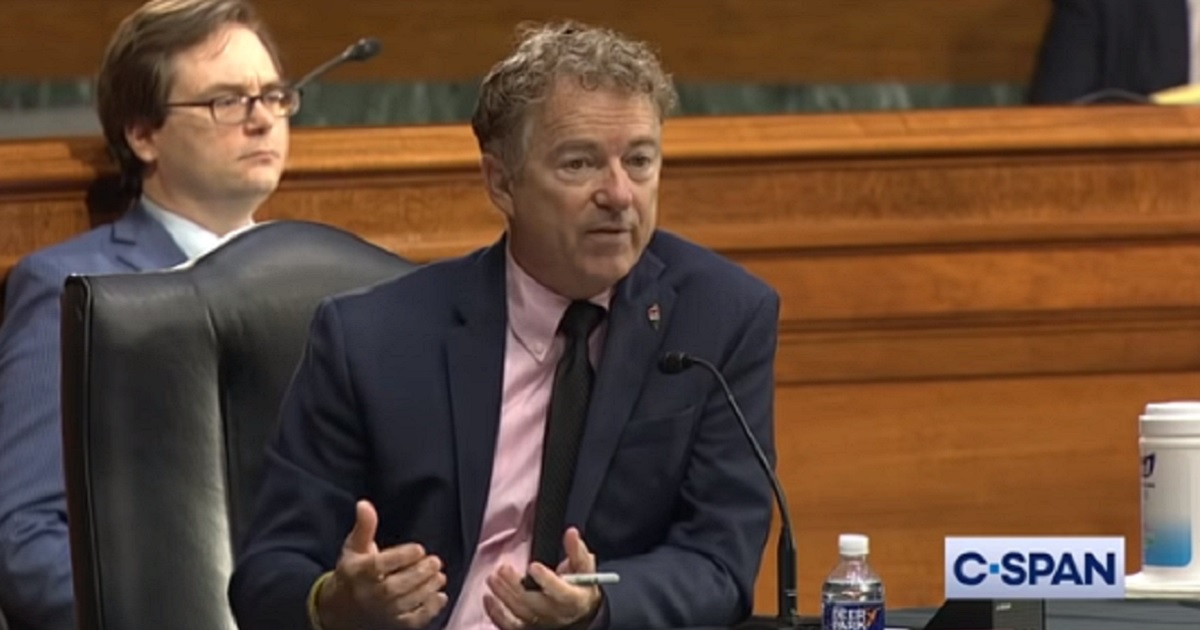 U.S. Sen. Rand Paul questions Dr. Anthony Fauci, director of the National Center for Allergy and Infectious Diseases, during a May 11 Senate committee hearing.