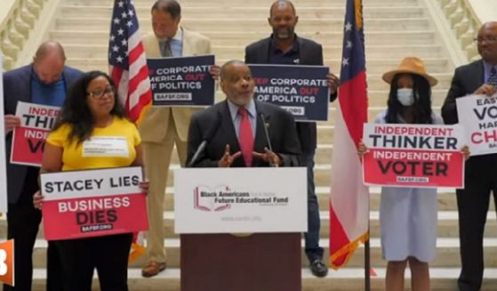 Black conservatives host a news conference criticizing leftist political activist Stacey Abrams for her role in the All-Star Game's move from Atlanta to Denver.
