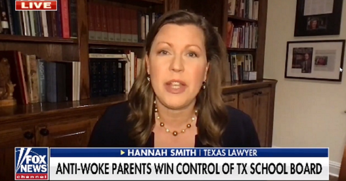 Hannah Smith, a victorious candidate in a Saturday school board election in Texas, is interviewed by "Fox & Friends" Tuesday.