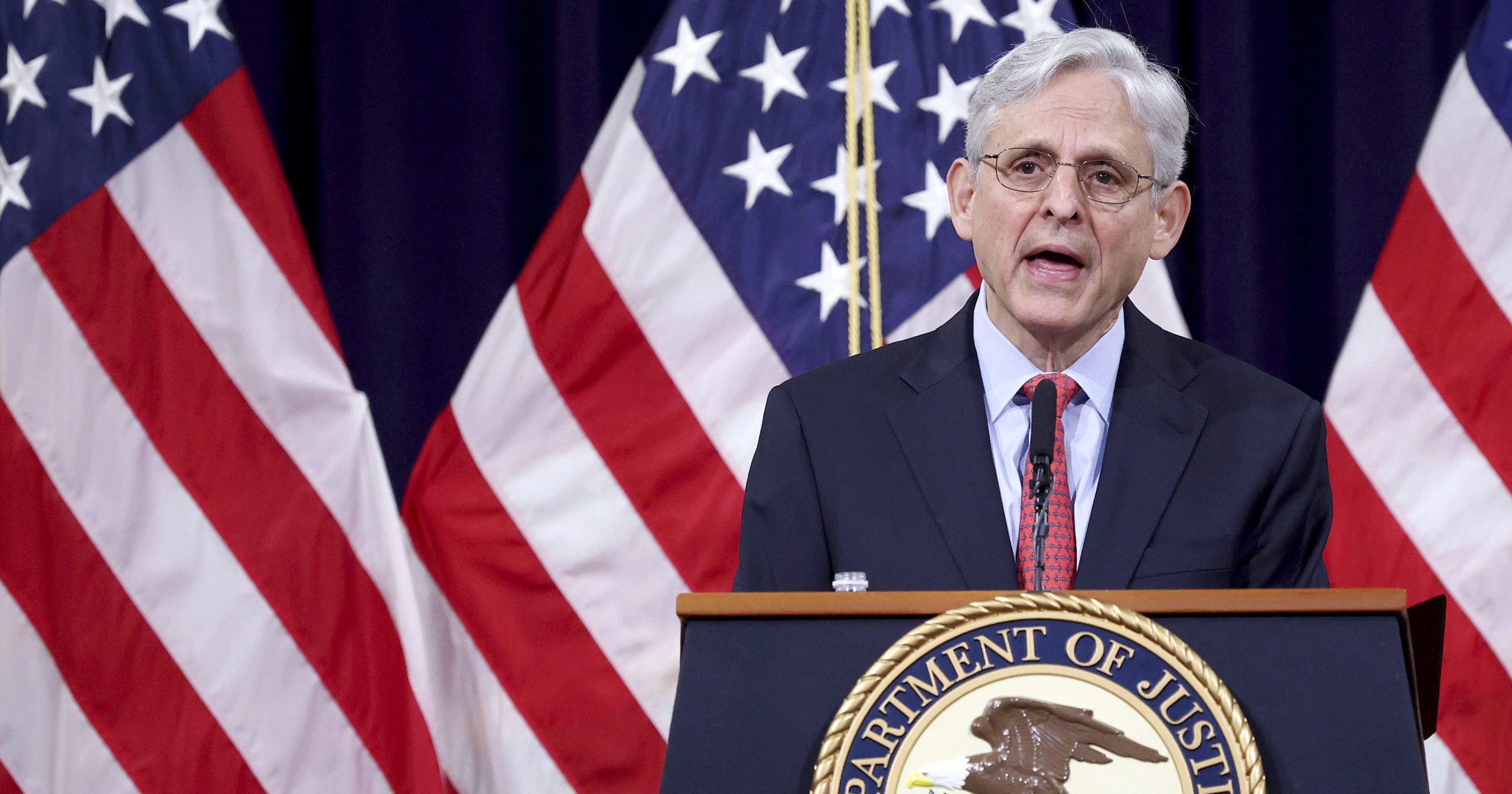 Attorney General Merrick Garland speaks at the Justice Department in Washington, D.C., on June 15, 2021.