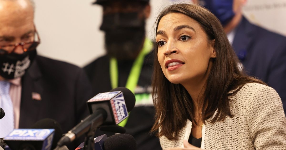 Democratic Rep. Alexandria Ocasio-Cortez of New York speaks during a news conference at Jacobi Hospital in the Morris Park neighborhood on Thursday in the Bronx borough of New York City.