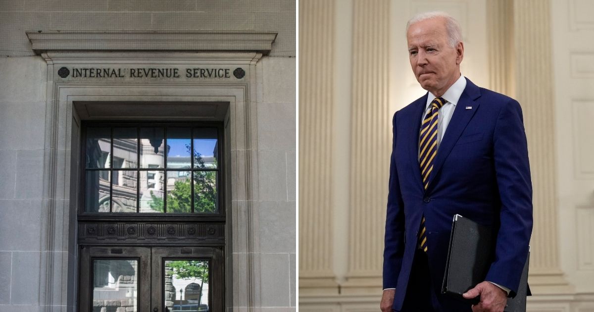 The Internal Revenue Service, left, rejected an application from Christians Engaged on the basis of supposed Republican political ideology, which one commentator noted might be news to Democratic President Joe Biden, right, who has said that his Catholic religious views impact his political beliefs.