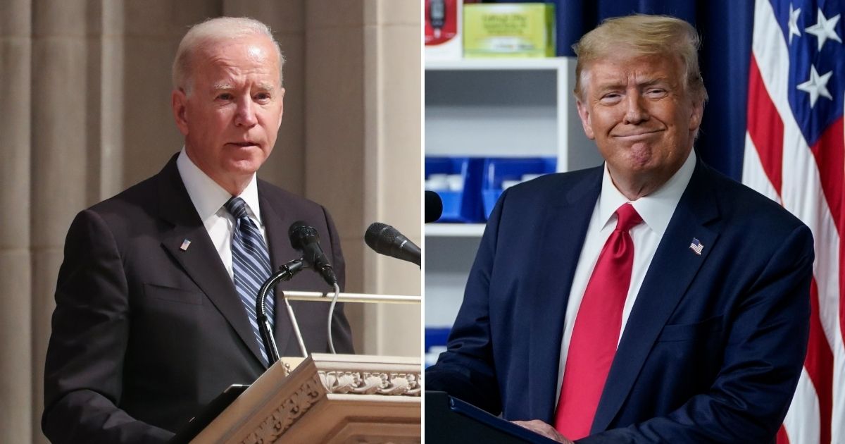 The Department of Justice under President Joe Biden, left, may be forced to defend former President Donald Trump in a lawsuit relating to the events of Jan. 6, 2021.