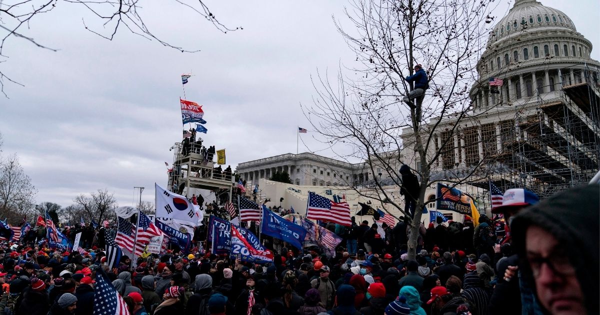 Protesters gather outside the U.S. Capitol on Jan. 6, 2021, in Washington, D.C.
