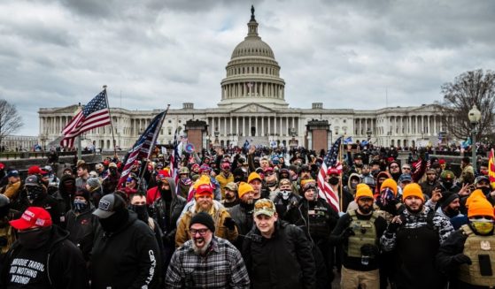 Protesters gather in front of the U.S. Capitol on Jan. 6, 2021, in Washington, D.C.
