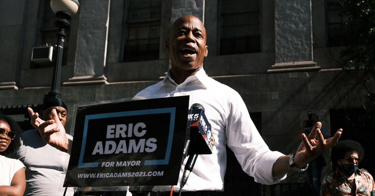 Brooklyn Borough President Eric Adams speaks to the media on Thursday in New York City.
