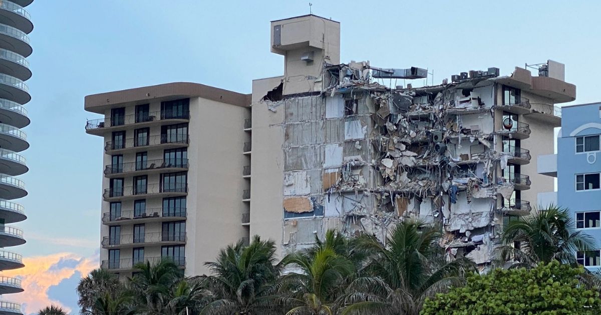 The 12-story condominium that collapsed Thursday in Surfside, Florida.