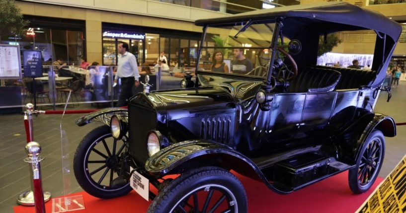 A 1923 Ford Model T touring vintage car is pictured on display during the third edition of the Classic Car Show 2017 in Beirut on Sept. 7, 2017.