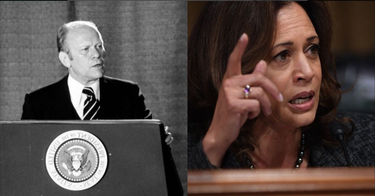 Former President Gerald Ford, left, seemingly predicted what role Vice President Kamala Harris would take on years before she entered office.