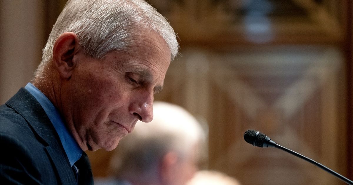 Dr. Anthony Fauci, the director of the National Institute of Allergy and Infectious Diseases, listens during a Senate Appropriations Subcommittee hearing on May 26, 2021, on Capitol Hill in Washington, D.C.