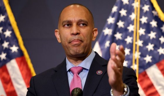 Democratic Rep. Hakeem Jeffries of New York speaks to reporters following a House Democratic Caucus meeting in the Capitol Visitor Center on June 15, 2021, in Washington, D.C.