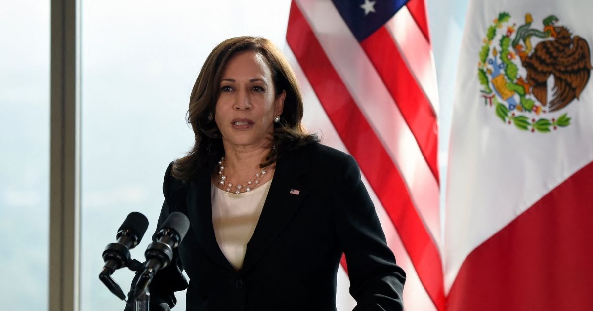 Vice President Kamala Harris speaks during a news conference in Mexico City on Tuesday.