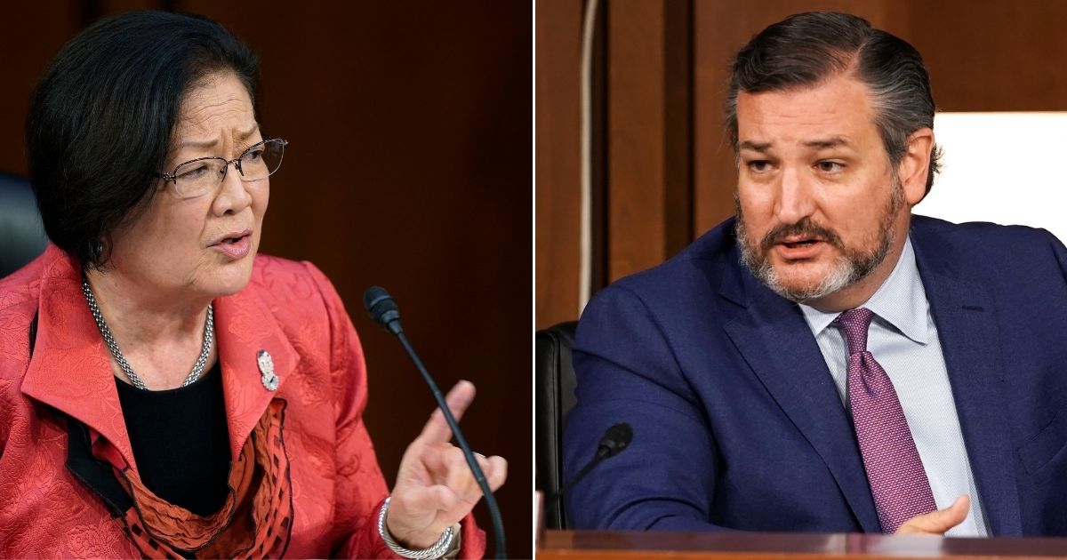 Democratic Sen. Mazie Hirono of Hawaii, left, and Republican Sen. Ted Cruz of Texas speak during a Senate Judiciary Committee hearing on Capitol Hill in Washington on Oct. 14.