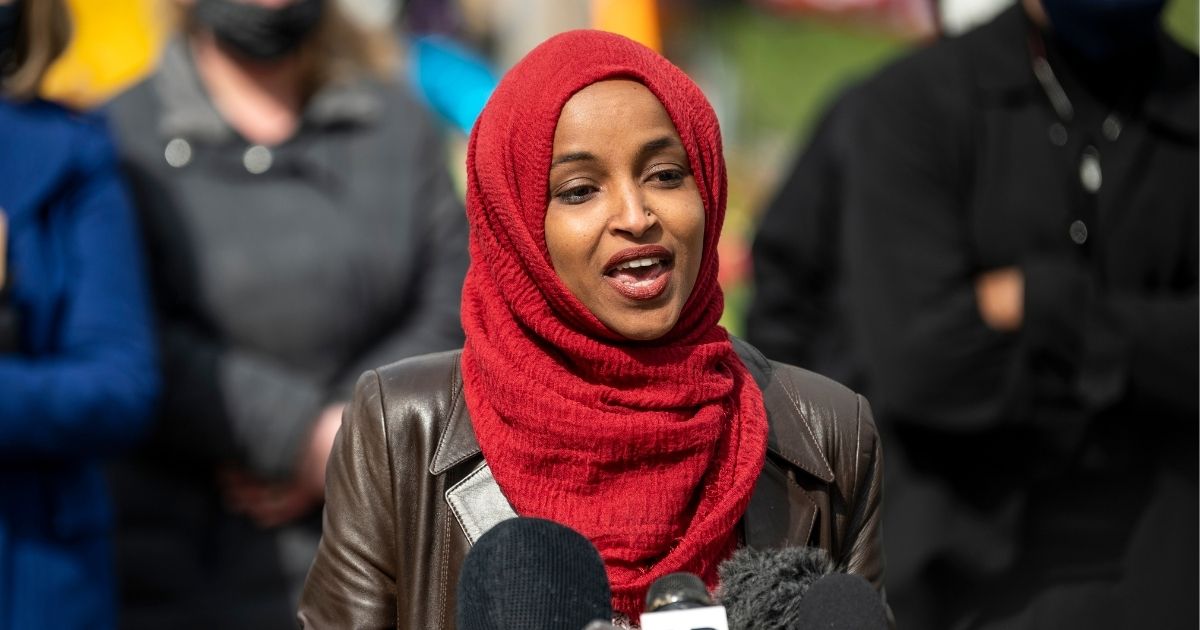 Rep. Ilhan Omar speaks during a news conference on April 20, 2021, in Brooklyn Center, Minnesota.