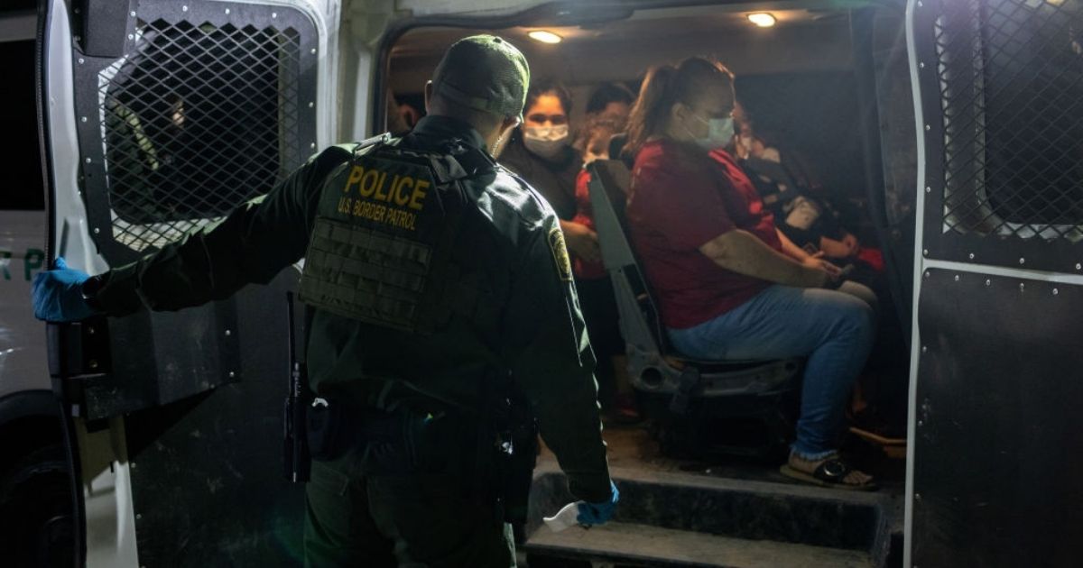 Venezuelan immigrants board a U.S. Border Patrol vehicle after crossing the Rio Grande on May 18 in Del Rio, Texas.