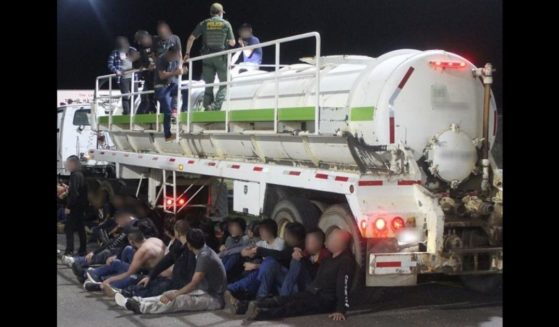 Fifty illegal immigrants were found inside a tanker trailer stopped by the Border Patrol in the Laredo, Texas, sector on Friday.