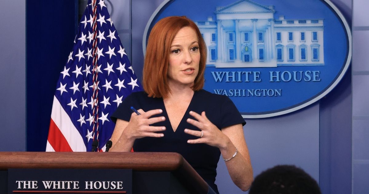 White House press secretary Jen Psaki takes quesitons from reporters during the daily news conference in the Brady Press Briefing Room at the White House on Tuesday in Washington, D.C.