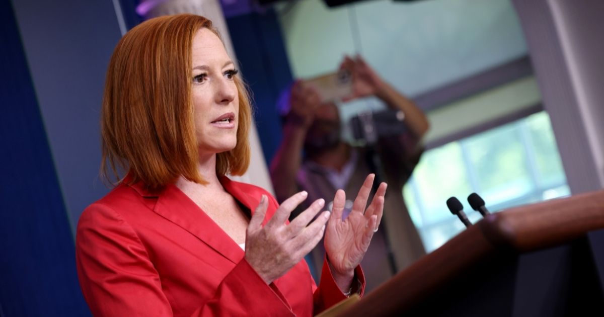 White House press secretary Jen Psaki answers questions during her daily briefing on Monday in Washington D.C.