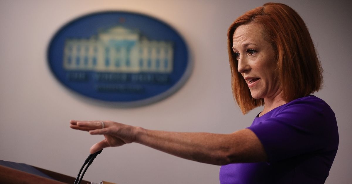 White House press secretary Jen Psaki talks to reporters during the daily news conference in the Brady Press Briefing Room at the White House on Friday in Washington, D.C.