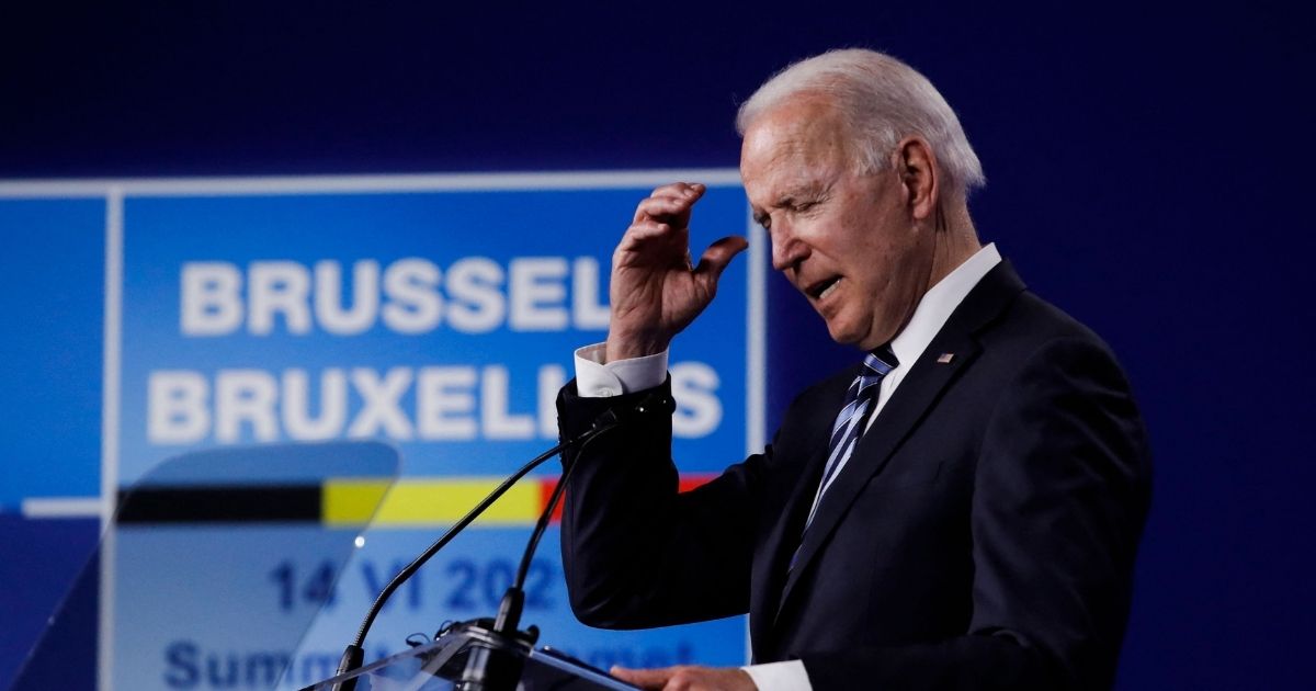 President Joe Biden speaks during a news conference after the NATO summit at the North Atlantic Treaty Organization headquarters in Brussels on Tuesday.