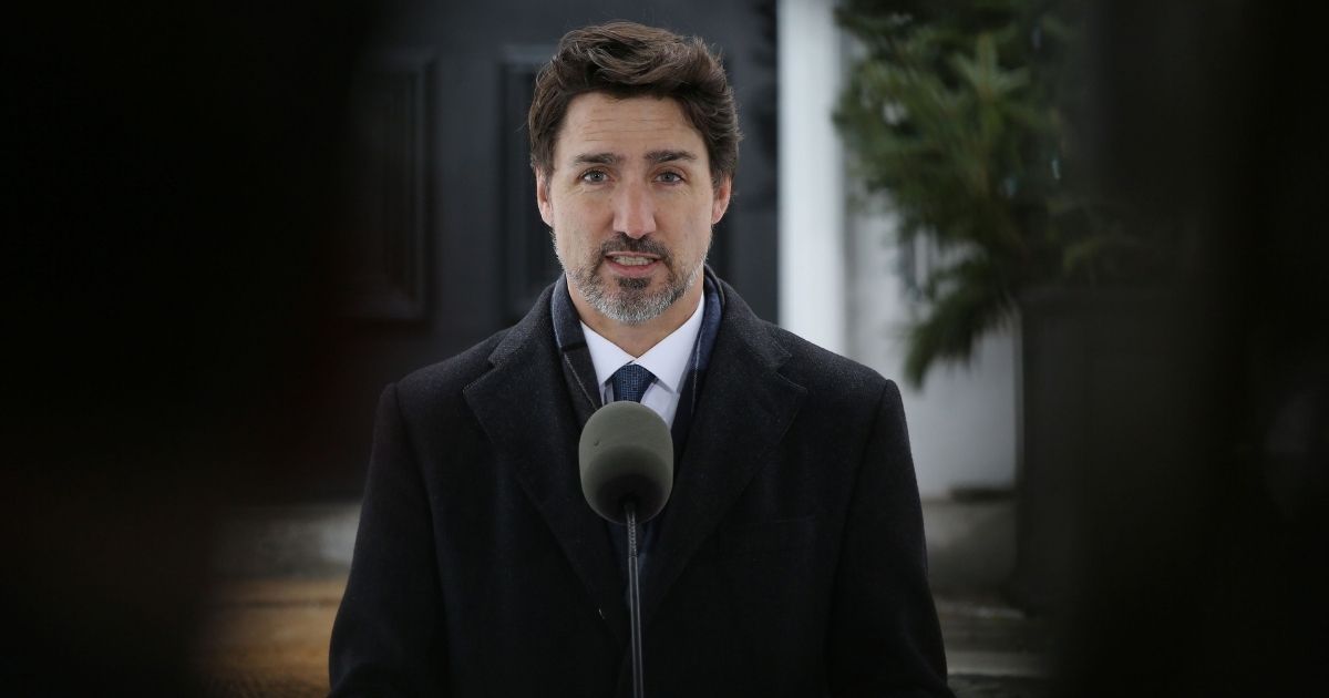 Canadian Prime Minister Justin Trudeau speaks during a news conference from his residence on March 17, 2020, in Ottawa, Canada.